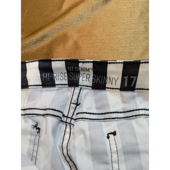 Hot Topic HT Denim Hi-Rise Super Skinny Stripe Jeans Black White Size 17 36x27.5 - Picture 4 of 6